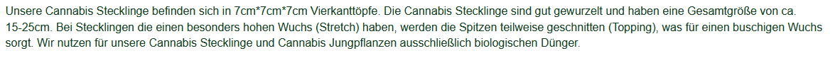 Größenangaben Cannabis Steckling
